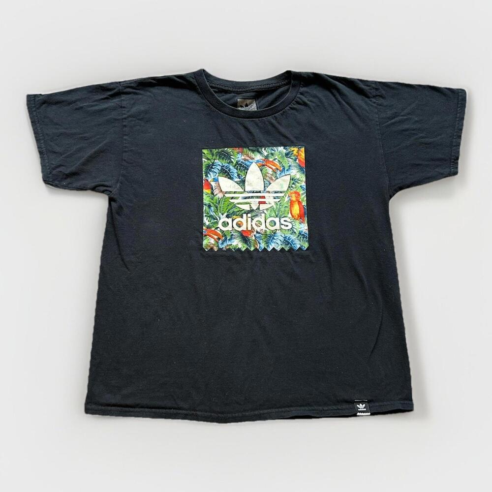 Adidas Youth Black T-Shirt with Trefoil Logo - Size L
